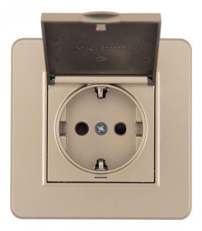 Комплект розетки с/з и шторками, защитной крышкой и рамкой Arte Milano SET16-1-41-1 shampan