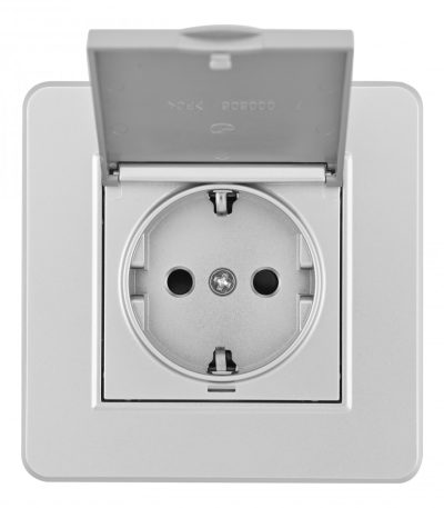 Комплект розетки с/з и шторками, защитной крышкой и рамкой Arte Milano SET16-1-41-1 silver