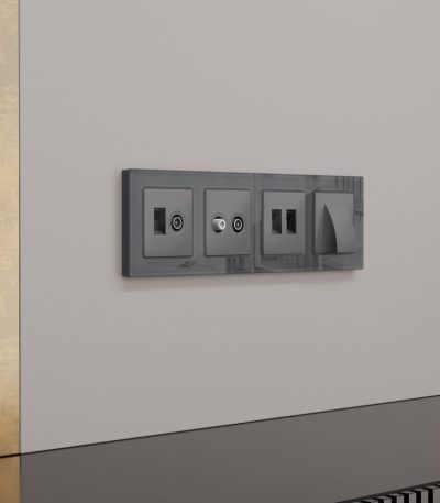 Комплект вывода кабеля с фиксатором Alfa Антрацит серый Quant Ambrella Volt MA665810 (AP6658, VM238)