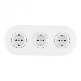 Круглая розетка тройная (трехпостовая) с/з и шторками Arte Milano SET08-3-40-1x3 white