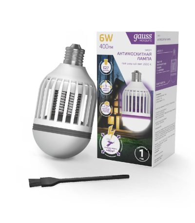 Лампа светодиодная антимоскитная Gauss E27 6W 3500K белая GMQ01