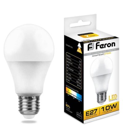 Лампа светодиодная Feron E27 10W 2700K Шар Матовая LB-92 25457