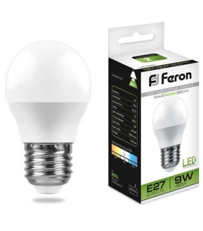 Лампа светодиодная Feron E27 9W 4000K Шар Матовая LB-550 25805