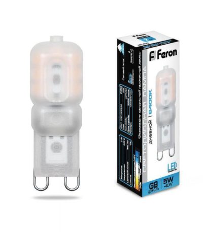 Лампа светодиодная Feron G9 5W 6400K Прямосторонняя Матовая LB-430 25638