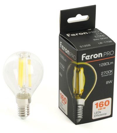 Лампа светодиодная Feron LB-1708 E14 8W 2700K 51259
