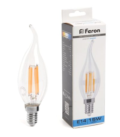 Лампа светодиодная Feron LB-718 Свеча на ветру E14 15W 6400K 38264