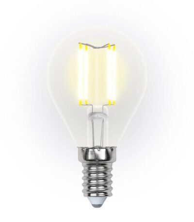 Лампа светодиодная филаментная (UL-00002866) Uniel E14 5W 3000K LED-G45-5W/WW/E14/CL/DIM GLA01TR