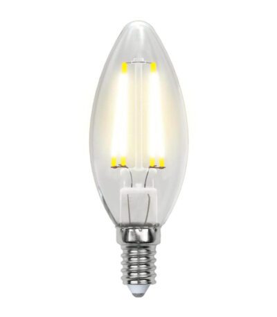 Лампа светодиодная филаментная (UL-00003250) Uniel E14 7,5W 3000K прозрачная LED-G45-7,5W/WW/E14/CL GLA01TR