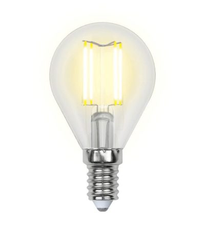Лампа светодиодная филаментная Uniel E14 5W 3000K прозрачная LED-G45-5W/WW/E14/CL/MB GLM10TR