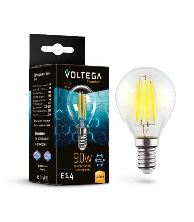Лампа светодиодная филаментная Voltega E14 6W 2700K груша прозрачная 7221