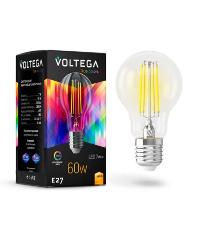Лампа светодиодная филаментная Voltega E27 7W 2800K груша прозрачная VG10-A60E27warm7W-FHR 7154