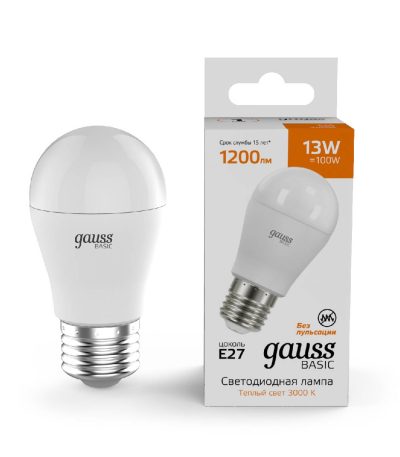 Лампа светодиодная Gauss Basic E27 13W 3000K 10502132