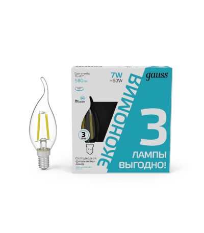 Лампа светодиодная Gauss Filament E14 7W 4100K 104901207T