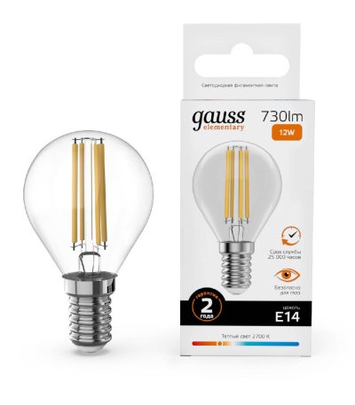 Лампа светодиодная Gauss Filament Elementary E14 12W 2700K 52112