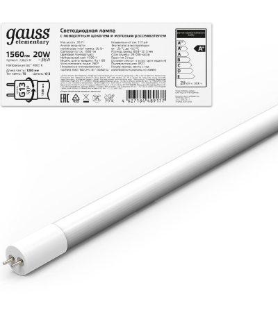Лампа светодиодная Gauss G13 20W 4000К матовая 93029-R