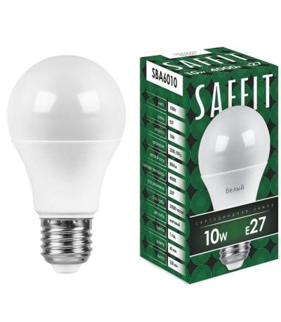 Лампа светодиодная Saffit SBA6010 шар E27 10W 4000K 55005