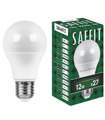 Лампа светодиодная Saffit SBA6012 шар E27 12W 2700K 55007