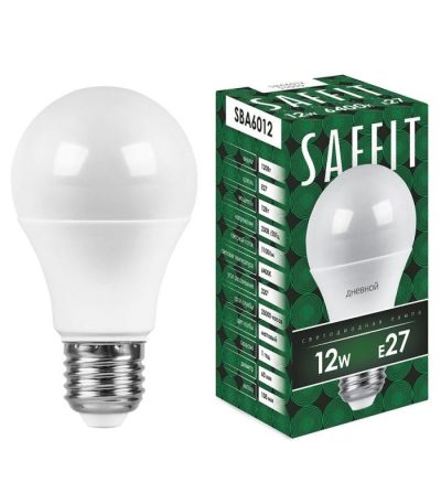 Лампа светодиодная Saffit SBA6012 шар E27 12W 6400K 55009