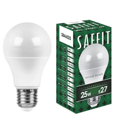 Лампа светодиодная Saffit SBA6525 шар E27 25W 2700K 55087