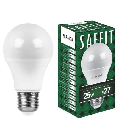 Лампа светодиодная Saffit SBA6525 шар E27 25W 6400K 55089
