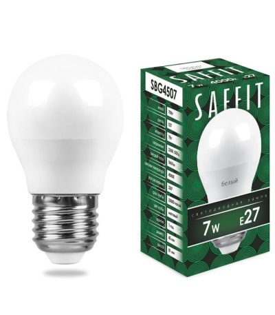 Лампа светодиодная Saffit SBG4507 шар E27 7W 4000K 55037