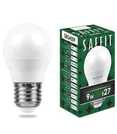 Лампа светодиодная Saffit SBG4509 шар E27 9W 6400K 55126