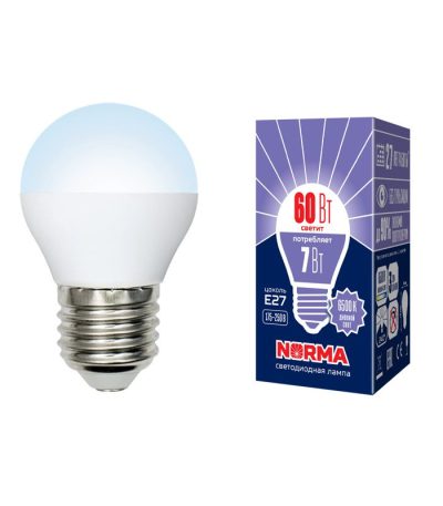 Лампа светодиодная (UL-00003821) Volpe E27 7W 6500K матовая LED-G45-7W/DW/E27/FR/NR