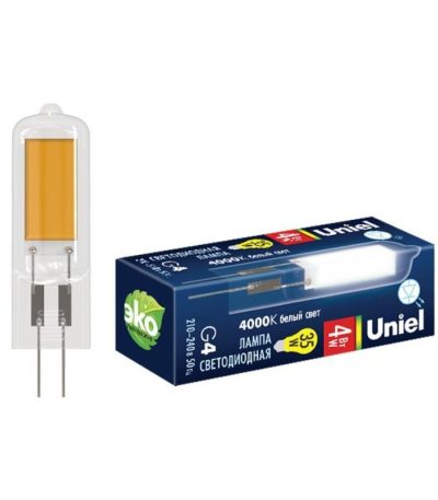 Лампа светодиодная Uniel (UL-00005066) G4 6W 4000K колба прозрачная LED-JC-220/6W/4000K/G4/CL GLZ08TR