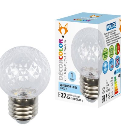Лампа светодиодная Volpe Decor color LED-D45-1W/6000K/E27/CL/С PINEAPPLE UL-00010065