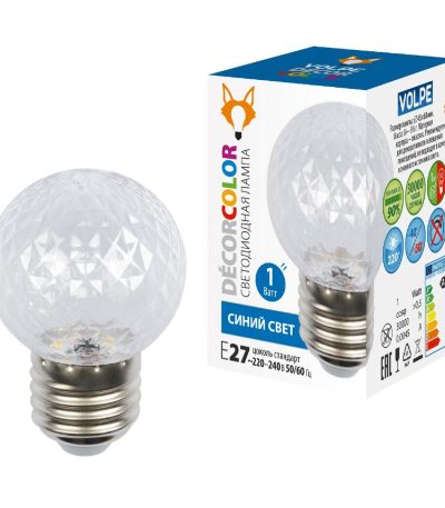 Лампа светодиодная Volpe Decor color LED-D45-1W/BLUE/E27/CL/С PINEAPPLE UL-00010066