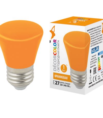 Лампа светодиодная Volpe Decor color LED-D45-1W/ORANGE/E27/FR/С BELL UL-00005642