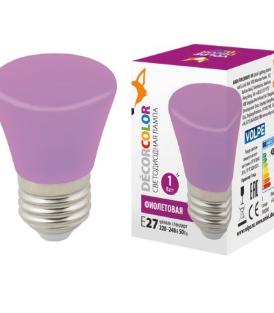 Лампа светодиодная Volpe Decor color LED-D45-1W/PURPLE/E27/FR/С BELL UL-00005644