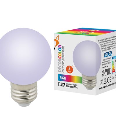 Лампа светодиодная Volpe Decor color LED-G60-3W/RGB/E27/FR/С UL-00006960