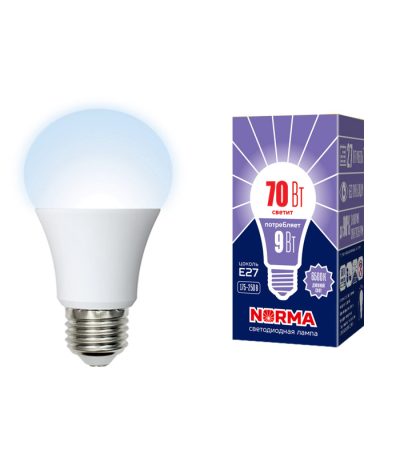 Лампа светодиодная Volpe Norma LED-A60-9W/6500K/E27/FR/NR картон UL-00005624