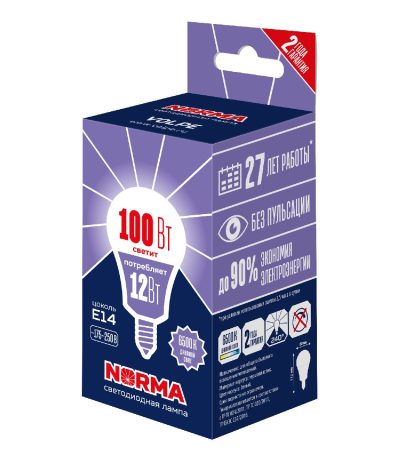 Лампа светодиодная Volpe Norma LED-G60-12W/6500K/E14/FR/NR UL-00010994