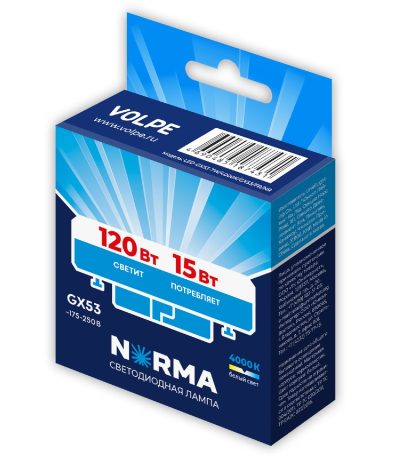 Лампа светодиодная Volpe Norma LED-GX53-15W/4000K/GX53/FR/NR UL-00011433
