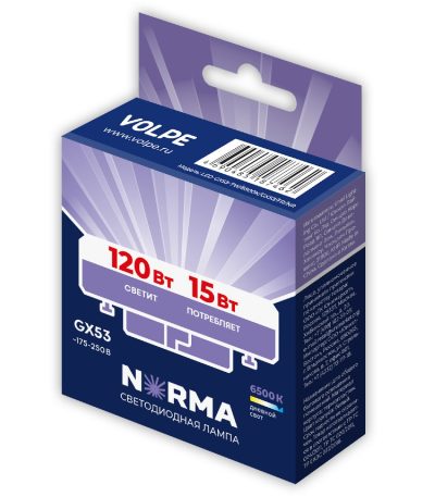 Лампа светодиодная Volpe Norma LED-GX53-15W/6500K/GX53/FR/NR UL-00011434