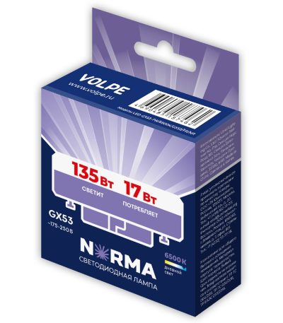 Лампа светодиодная Volpe Norma LED-GX53-17W/6500K/GX53/FR/NR UL-00011437