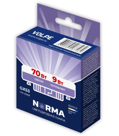 Лампа светодиодная Volpe Norma LED-GX53-9W/6500K/GX53/FR/NR UL-00011428