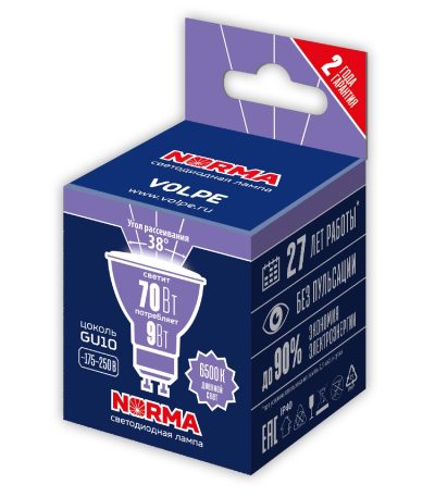 Лампа светодиодная Volpe Norma LED-JCDR-9W/6500K/GU10/38D/NR UL-00011192
