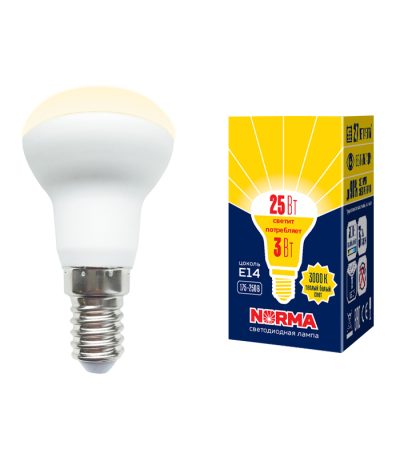 Лампа светодиодная Volpe Norma LED-R39-3W/3000K/E14/FR/NR картон UL-00005625