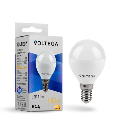 Лампа светодиодная Voltega E14 8W 3000K шар 7231