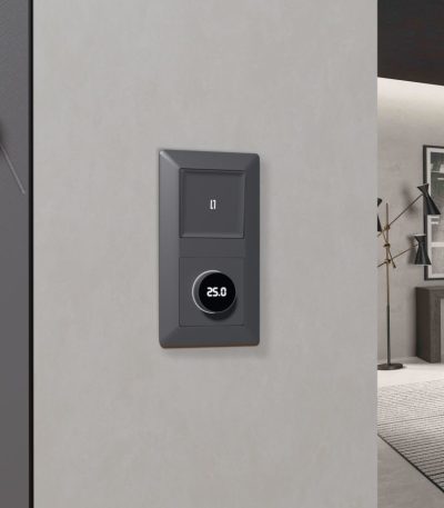 Лицевая панель Alfa (Антрацит серый) для терморегулятора теплого пола с цифровым дисплеем Quant Ambrella Volt AP6558