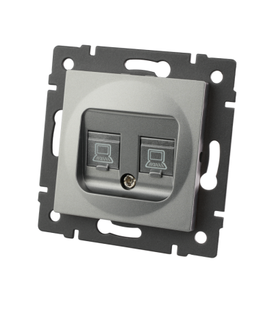 Механизм компьютерной розетки двойной Arlight SCT-MPC2-PL-GR-V (RJ-45, CAT6) 049851