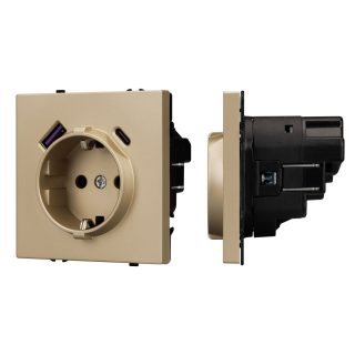 Механизм розетки с USB зарядкой Arlight SCT-NOBE-MUAC-SFPL-GD (230V, 16A) 054286