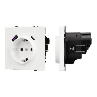 Механизм розетки с USB зарядкой Arlight SCT-NOBE-MUAC-SFPL-WH (230V, 16A) 054284