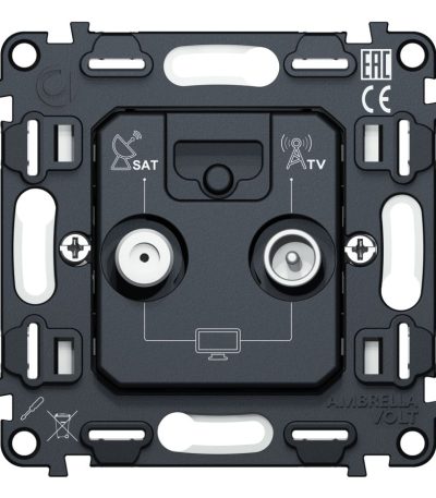 Механизм розетки TV оконечной + SAT 5-862MHz 3.5dB/950-2150MHz 3.5dB QUANT Ambrella Volt VM217