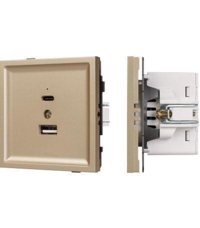 Механизм USB розетки Arlight SCT-TENDO-MUAC-SFPL-GD (5V, 3A, QC3) 054537