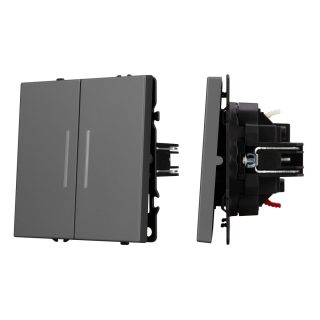 Механизм выключателя двухклавишный непроходной Arlight LED SWT-NOBE-MK02-SFPL-L-GR (230V, 10A) 054266