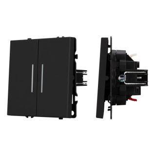 Механизм выключателя двухклавишный проходной Arlight LED SWT-NOBE-MKP2-SFPL-L-BK (230V, 10A) 054267